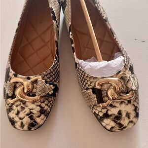 AEROSOLES Snake Print Flats with Gold Accent